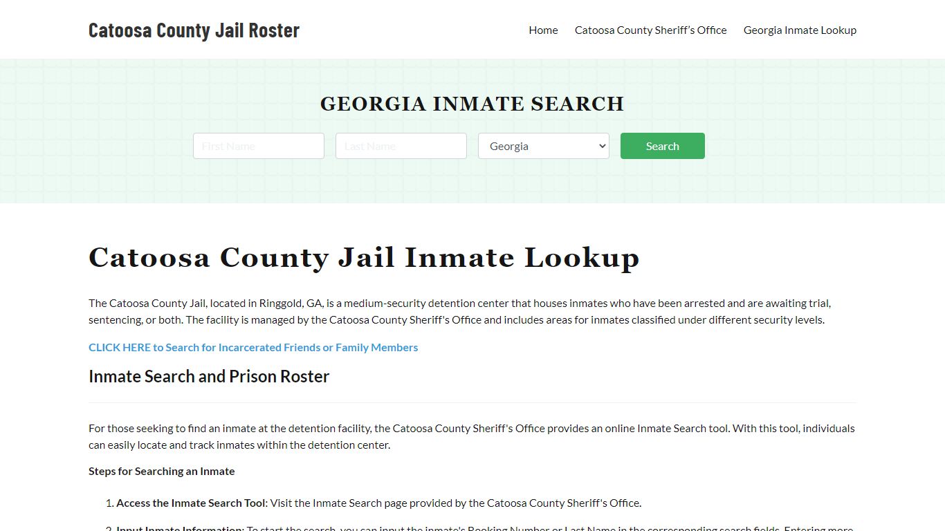 Catoosa County Jail Roster Lookup, GA, Inmate Search