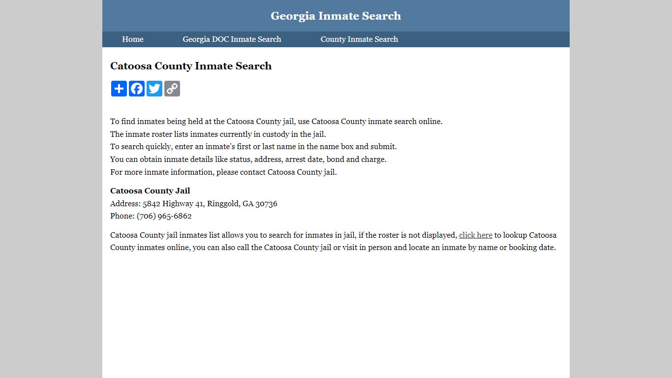 Catoosa County Inmate Search
