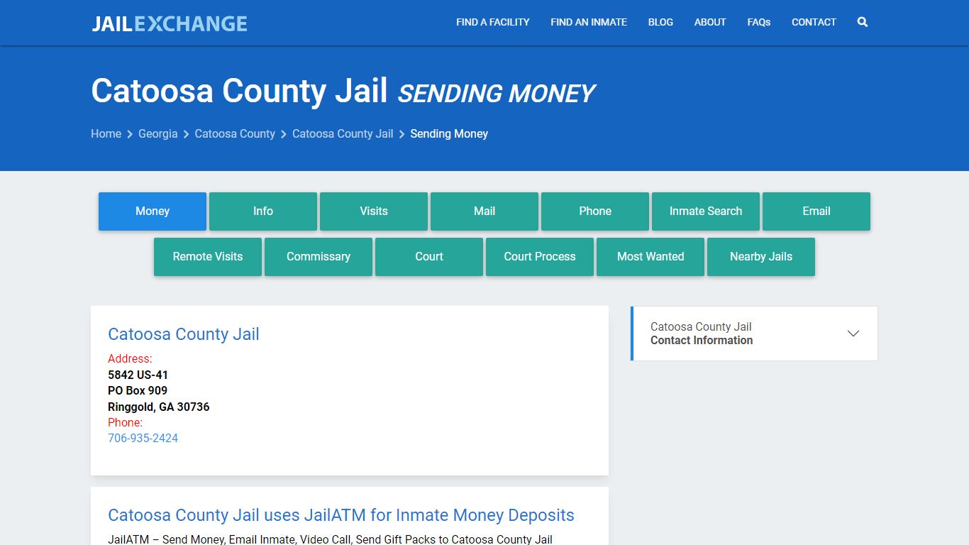 Send Money to Inmate - Catoosa County Jail, GA - Jail Exchange